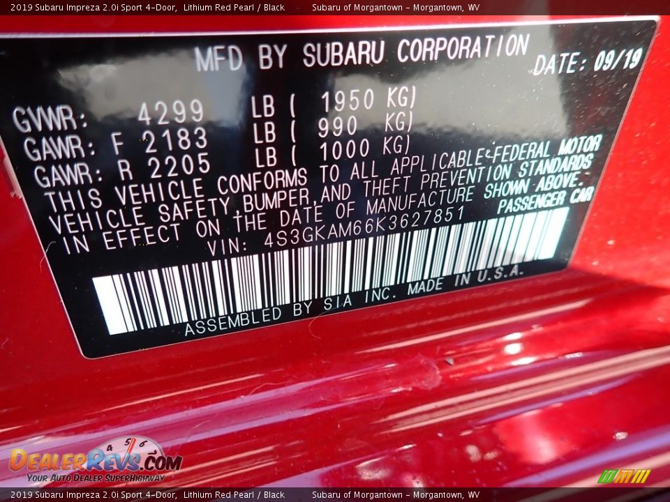 2019 Subaru Impreza 2.0i Sport 4-Door Lithium Red Pearl / Black Photo #16