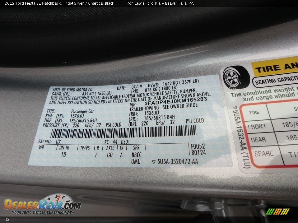 Ford Color Code UX Ingot Silver