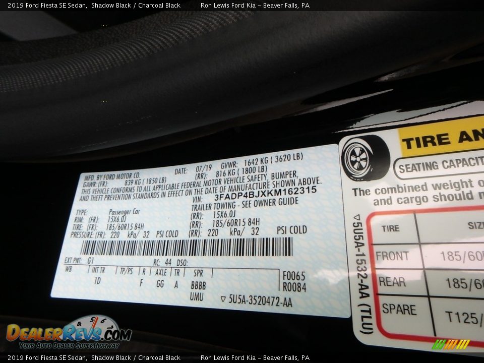 2019 Ford Fiesta SE Sedan Shadow Black / Charcoal Black Photo #11