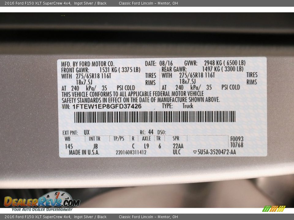 2016 Ford F150 XLT SuperCrew 4x4 Ingot Silver / Black Photo #22