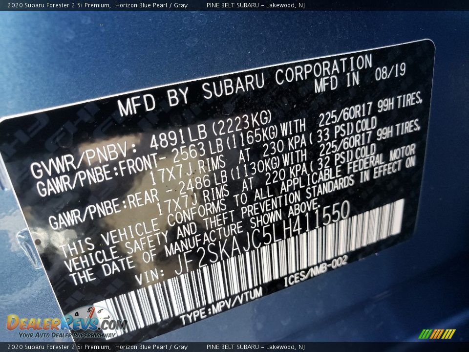2020 Subaru Forester 2.5i Premium Horizon Blue Pearl / Gray Photo #9