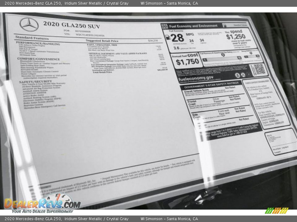 2020 Mercedes-Benz GLA 250 Iridium Silver Metallic / Crystal Gray Photo #10