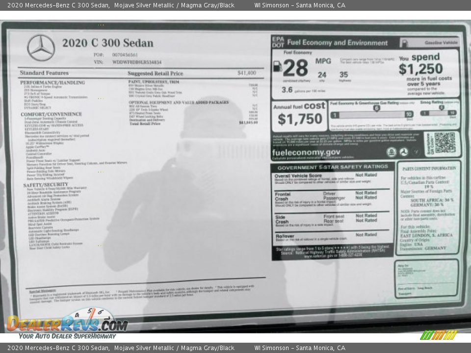 2020 Mercedes-Benz C 300 Sedan Mojave Silver Metallic / Magma Gray/Black Photo #10