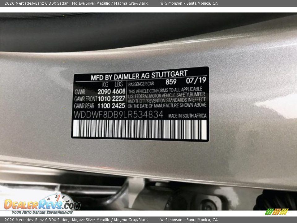 2020 Mercedes-Benz C 300 Sedan Mojave Silver Metallic / Magma Gray/Black Photo #11