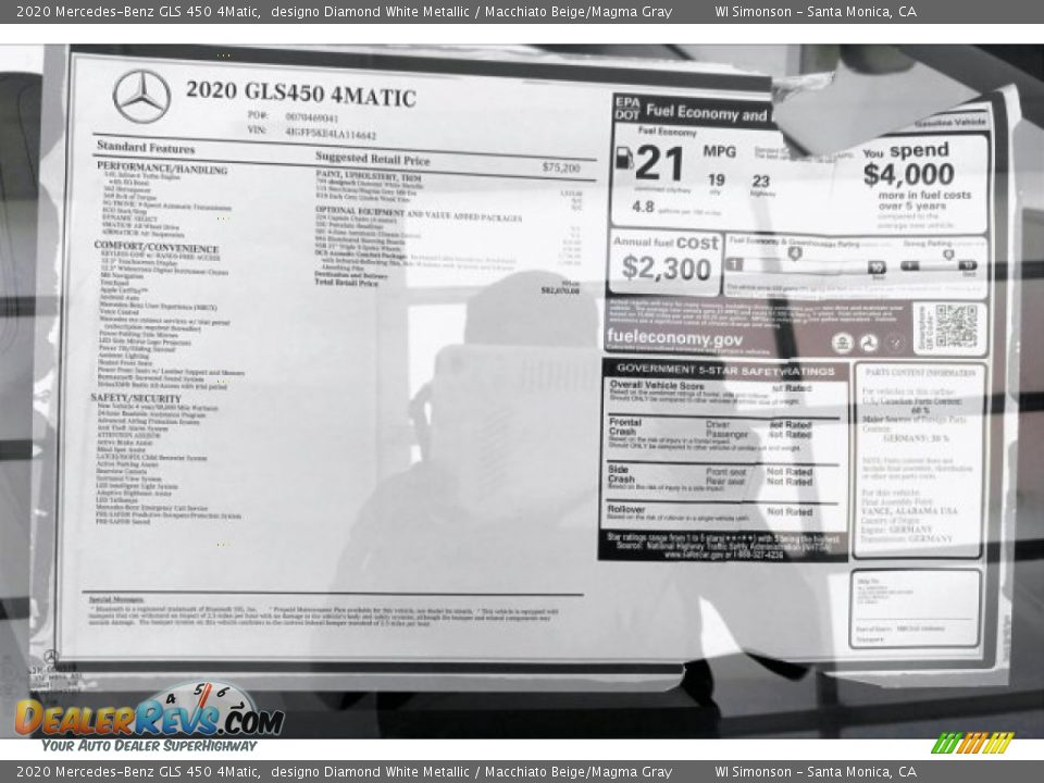 2020 Mercedes-Benz GLS 450 4Matic Window Sticker Photo #10