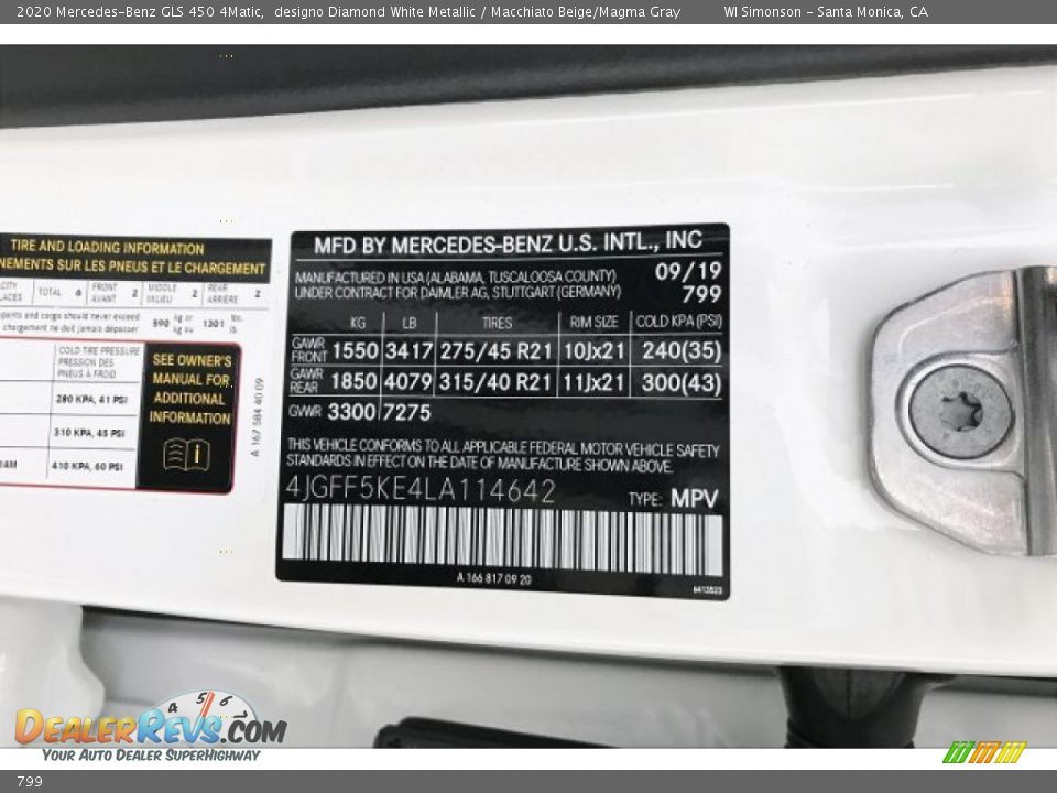 Mercedes-Benz Color Code 799 designo Diamond White Metallic