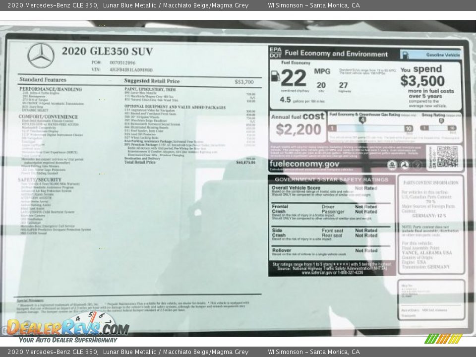 2020 Mercedes-Benz GLE 350 Lunar Blue Metallic / Macchiato Beige/Magma Grey Photo #10