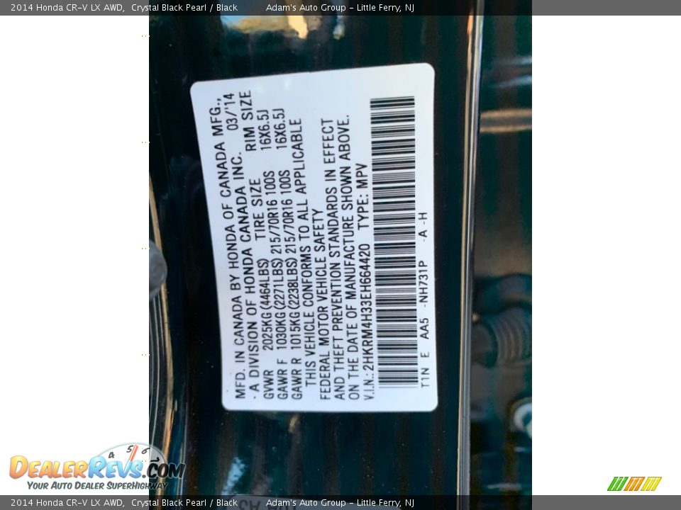 2014 Honda CR-V LX AWD Crystal Black Pearl / Black Photo #26
