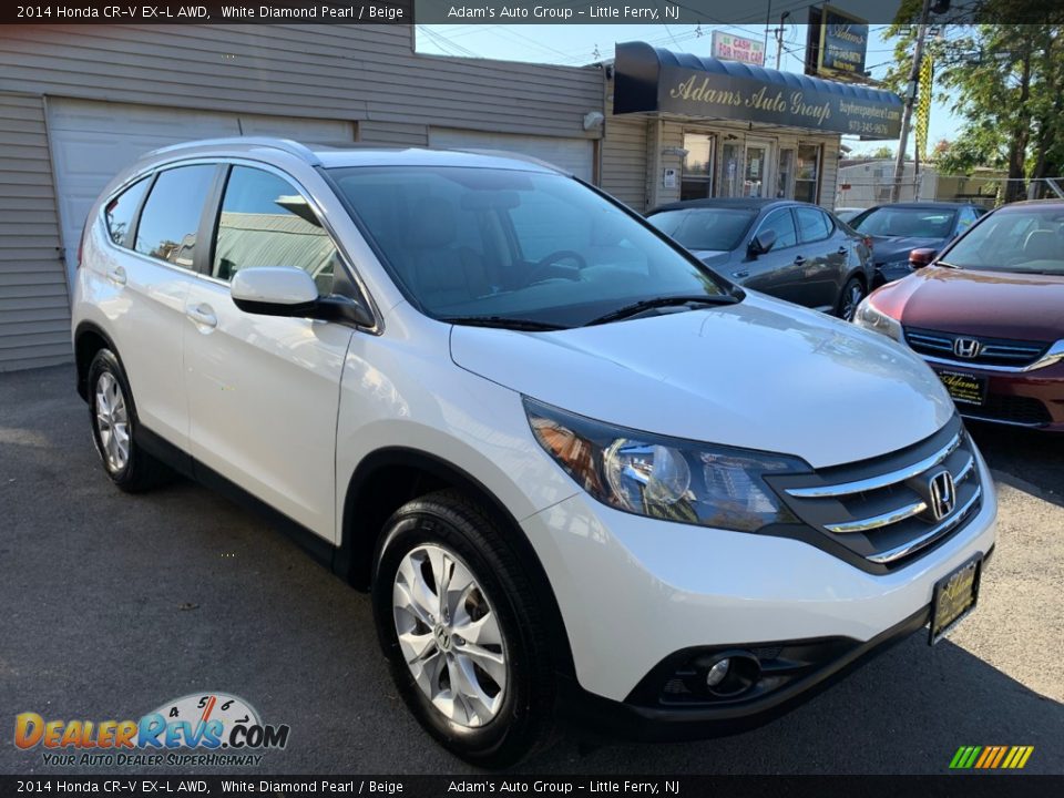 2014 Honda CR-V EX-L AWD White Diamond Pearl / Beige Photo #3