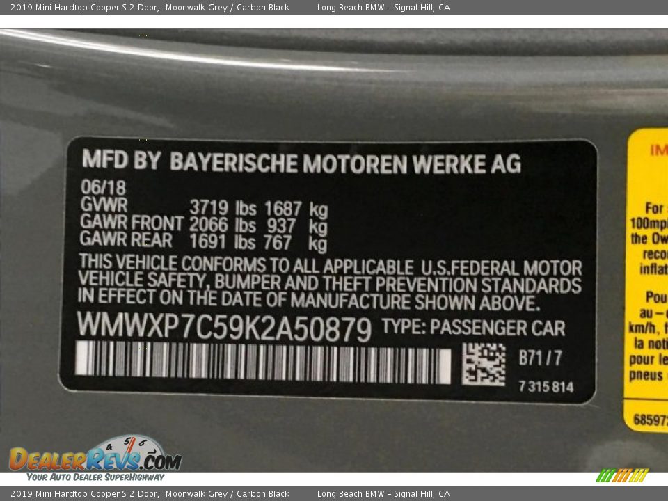 2019 Mini Hardtop Cooper S 2 Door Moonwalk Grey / Carbon Black Photo #19