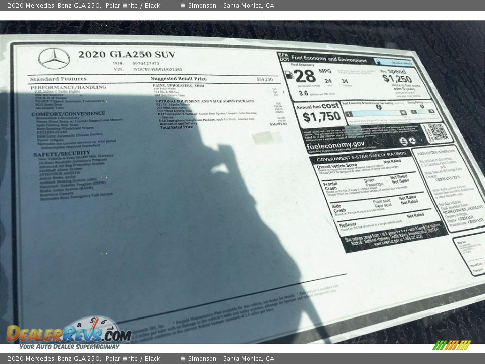 2020 Mercedes-Benz GLA 250 Polar White / Black Photo #10