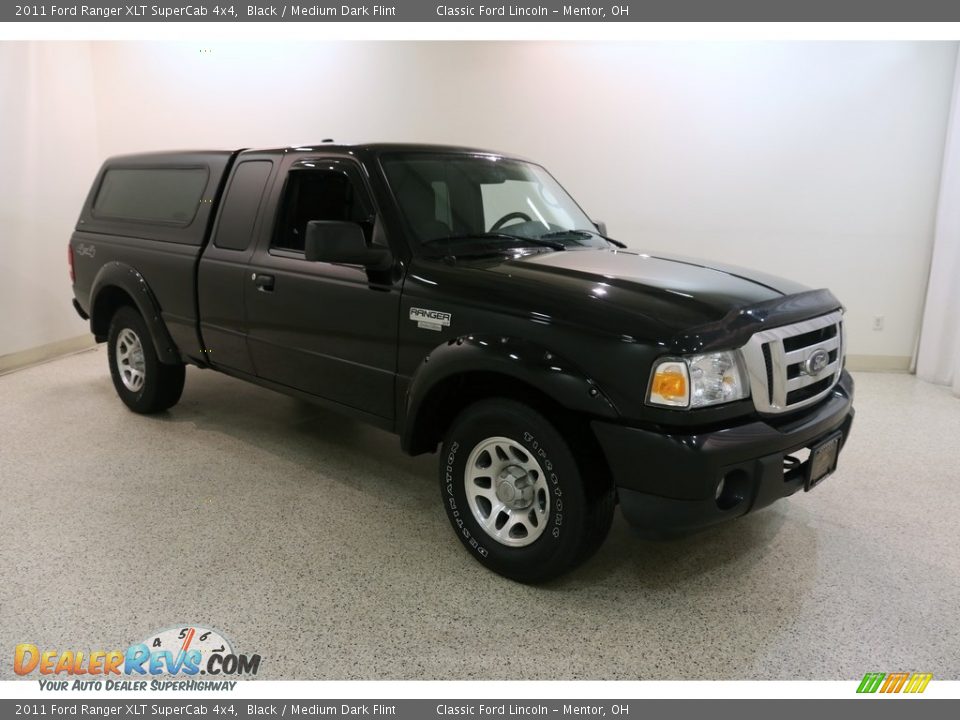 2011 Ford Ranger XLT SuperCab 4x4 Black / Medium Dark Flint Photo #1