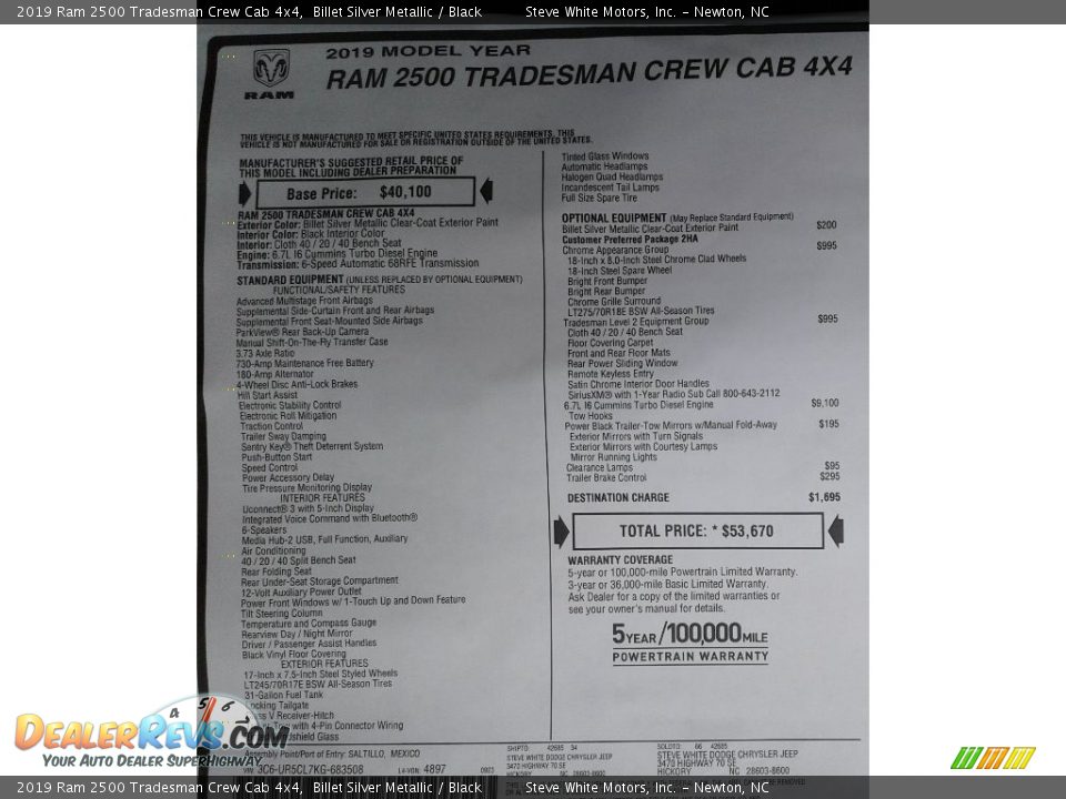 2019 Ram 2500 Tradesman Crew Cab 4x4 Billet Silver Metallic / Black Photo #27