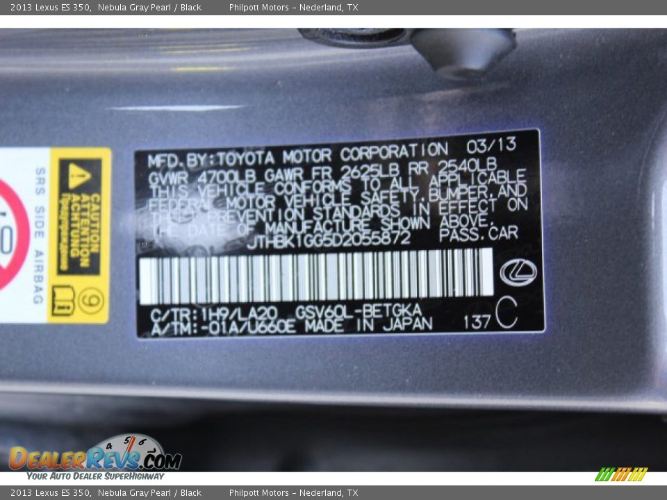 2013 Lexus ES 350 Nebula Gray Pearl / Black Photo #36