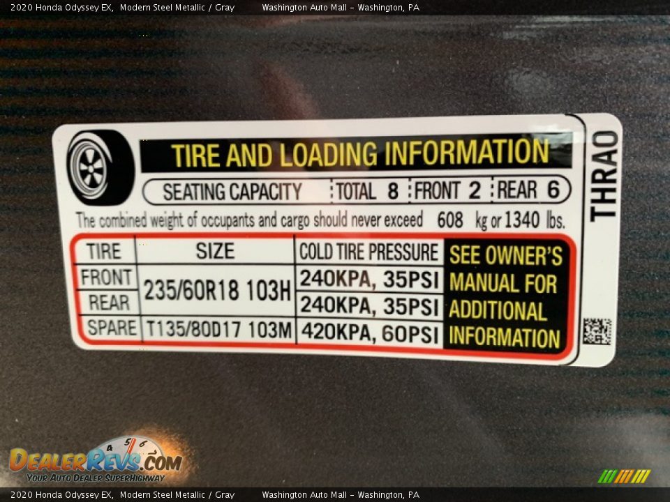 2020 Honda Odyssey EX Modern Steel Metallic / Gray Photo #8
