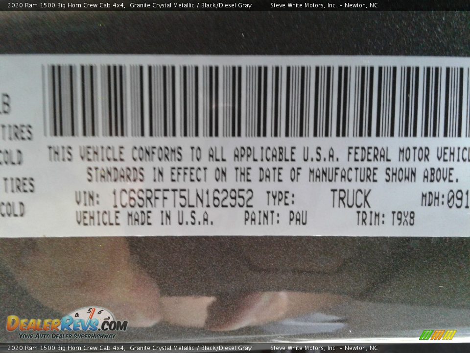 2020 Ram 1500 Big Horn Crew Cab 4x4 Granite Crystal Metallic / Black/Diesel Gray Photo #33