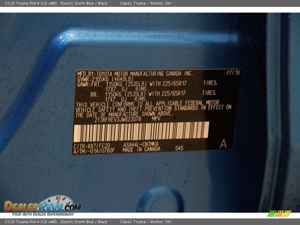 2018 Toyota RAV4 XLE AWD Electric Storm Blue / Black Photo #19