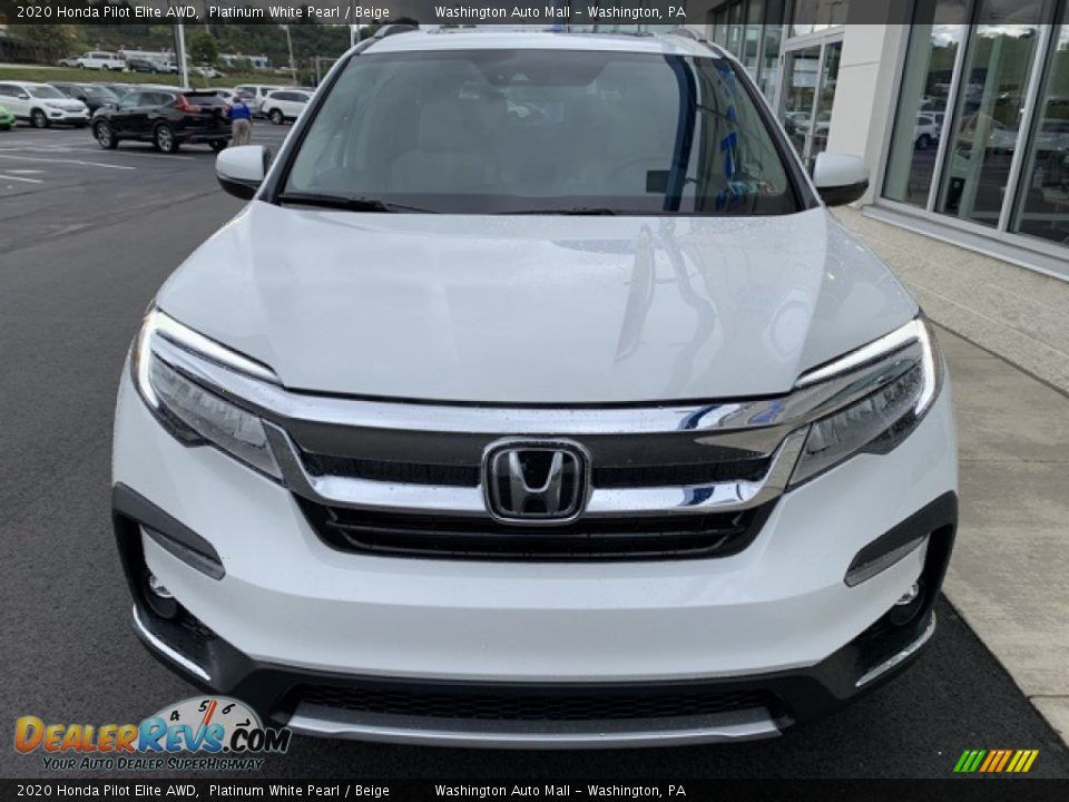 2020 Honda Pilot Elite AWD Platinum White Pearl / Beige Photo #3