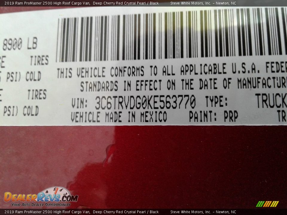 2019 Ram ProMaster 2500 High Roof Cargo Van Deep Cherry Red Crystal Pearl / Black Photo #27