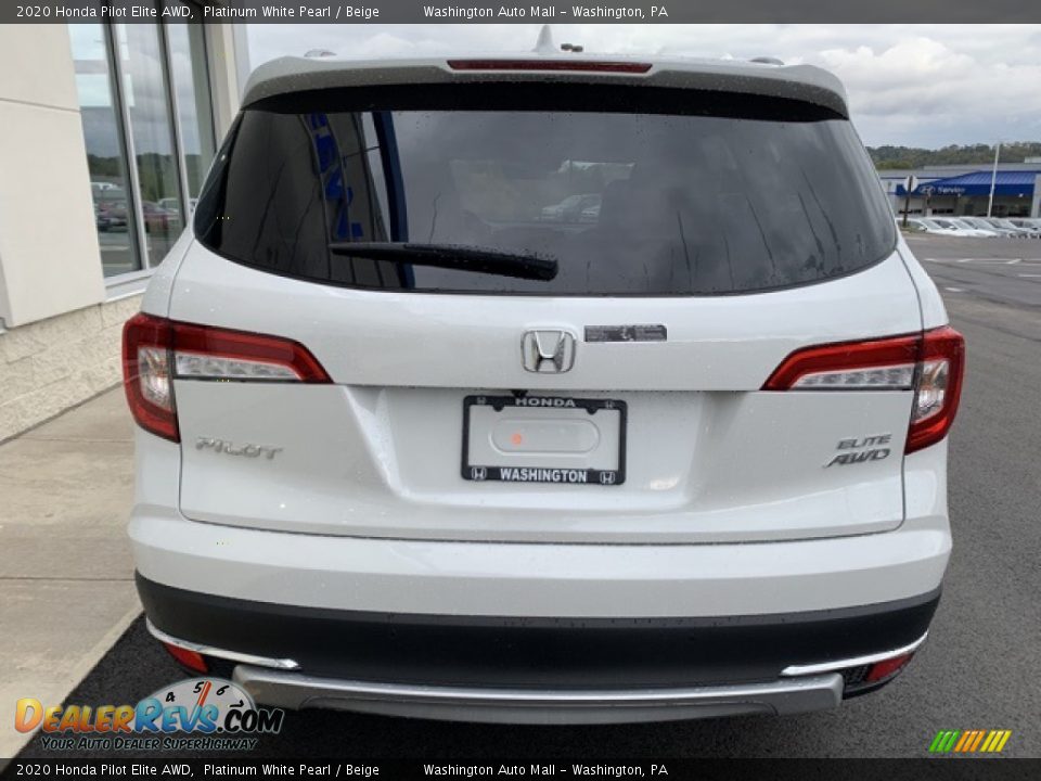 2020 Honda Pilot Elite AWD Platinum White Pearl / Beige Photo #6