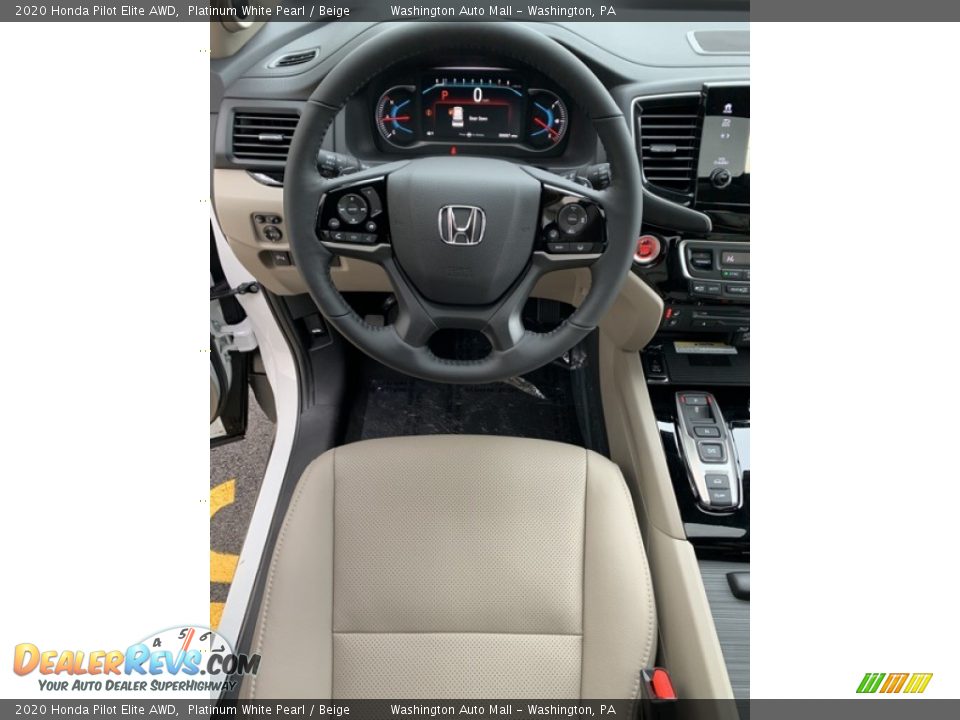2020 Honda Pilot Elite AWD Platinum White Pearl / Beige Photo #13