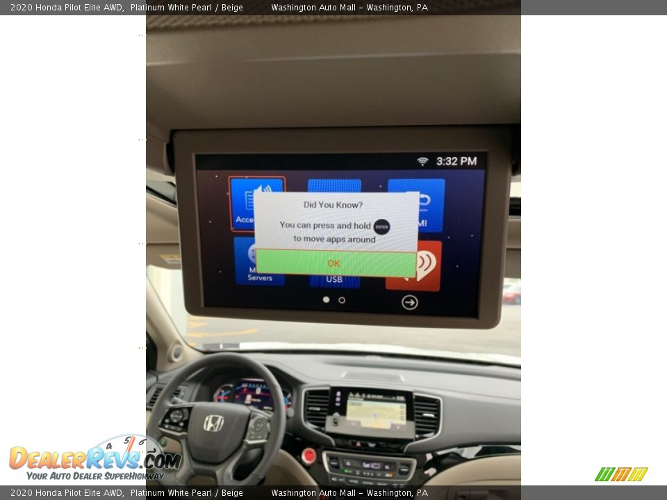 2020 Honda Pilot Elite AWD Platinum White Pearl / Beige Photo #32