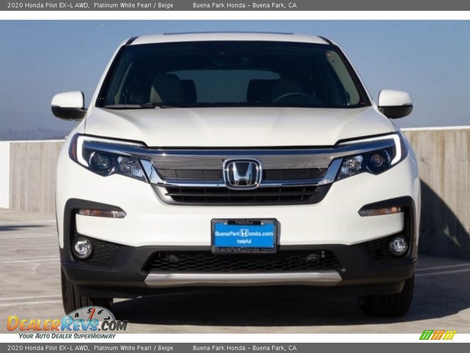 2020 Honda Pilot EX-L AWD Platinum White Pearl / Beige Photo #3