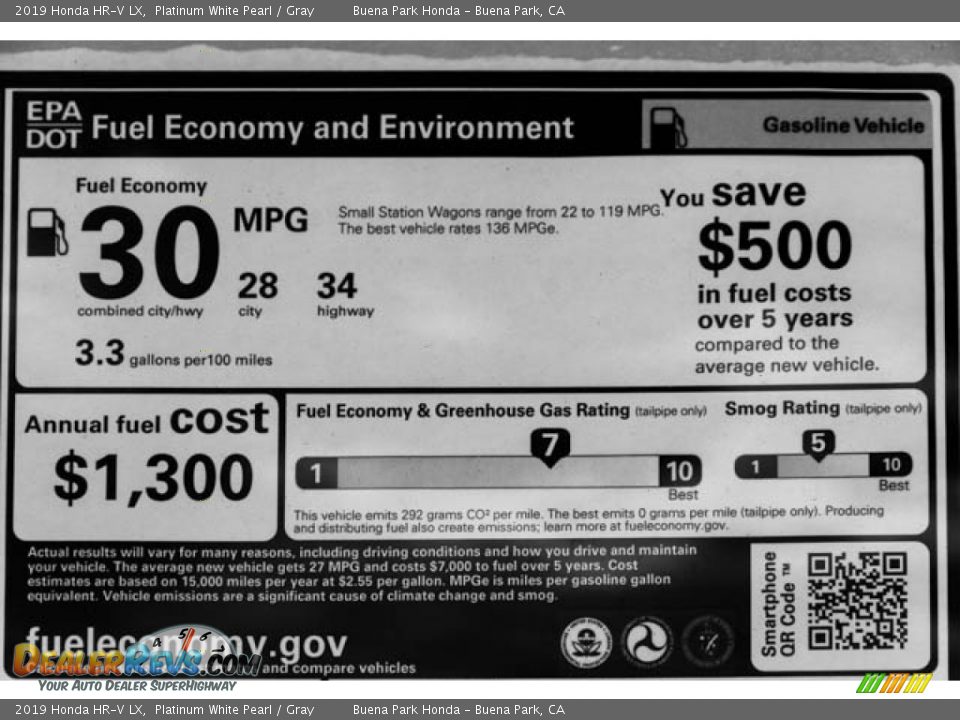 2019 Honda HR-V LX Platinum White Pearl / Gray Photo #35