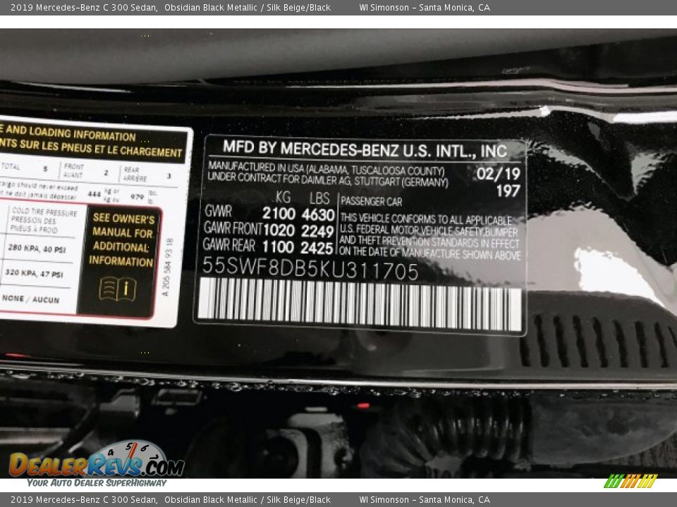 2019 Mercedes-Benz C 300 Sedan Obsidian Black Metallic / Silk Beige/Black Photo #11