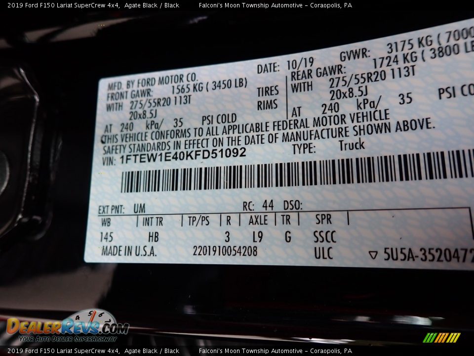 2019 Ford F150 Lariat SuperCrew 4x4 Agate Black / Black Photo #12