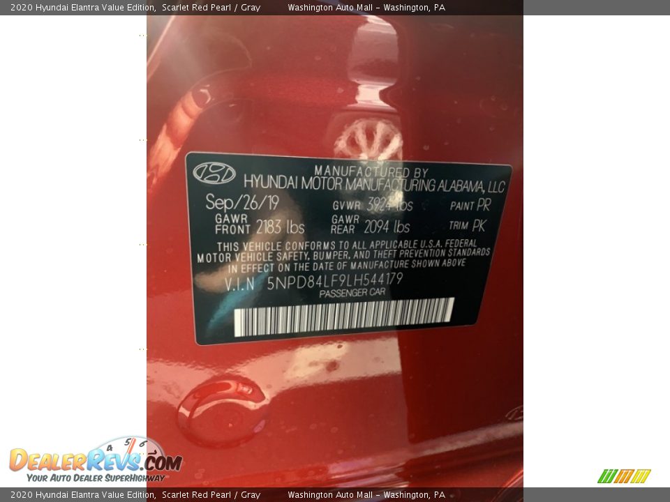 2020 Hyundai Elantra Value Edition Scarlet Red Pearl / Gray Photo #10