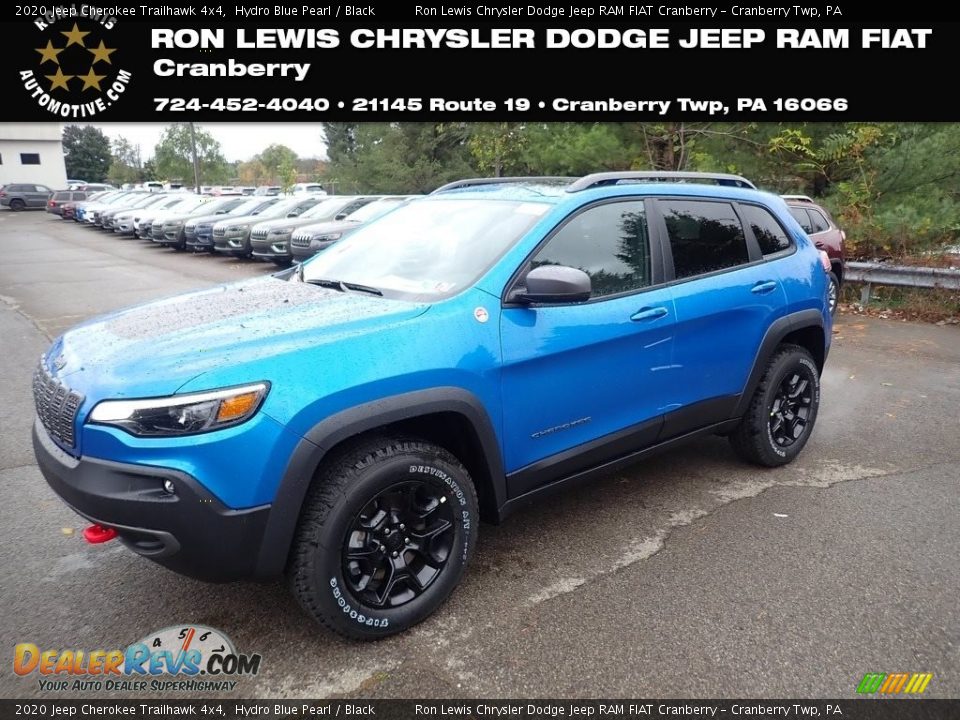 2020 Jeep Cherokee Trailhawk 4x4 Hydro Blue Pearl / Black Photo #1