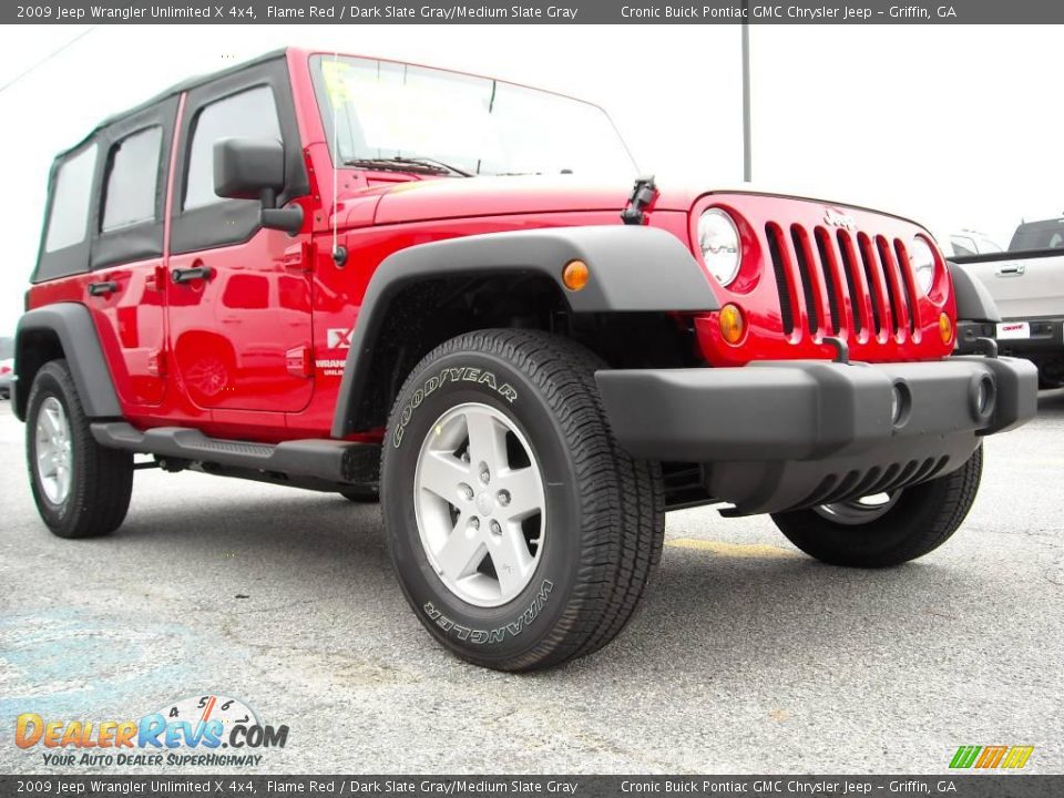 2009 Jeep Wrangler Unlimited X 4x4 Flame Red / Dark Slate Gray/Medium Slate Gray Photo #4