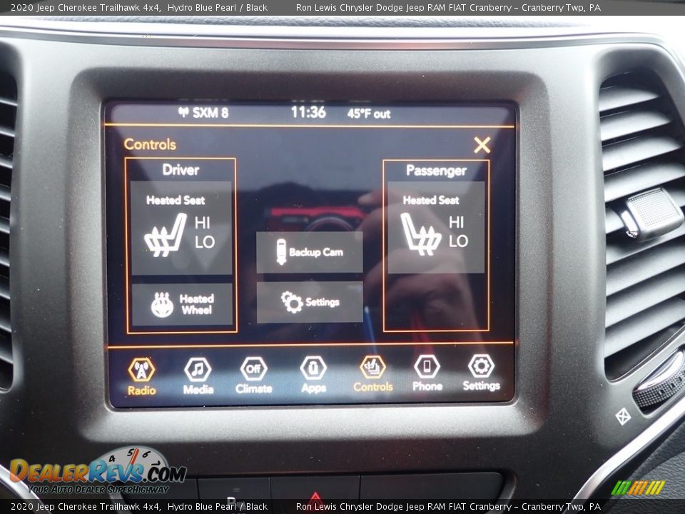 2020 Jeep Cherokee Trailhawk 4x4 Hydro Blue Pearl / Black Photo #17