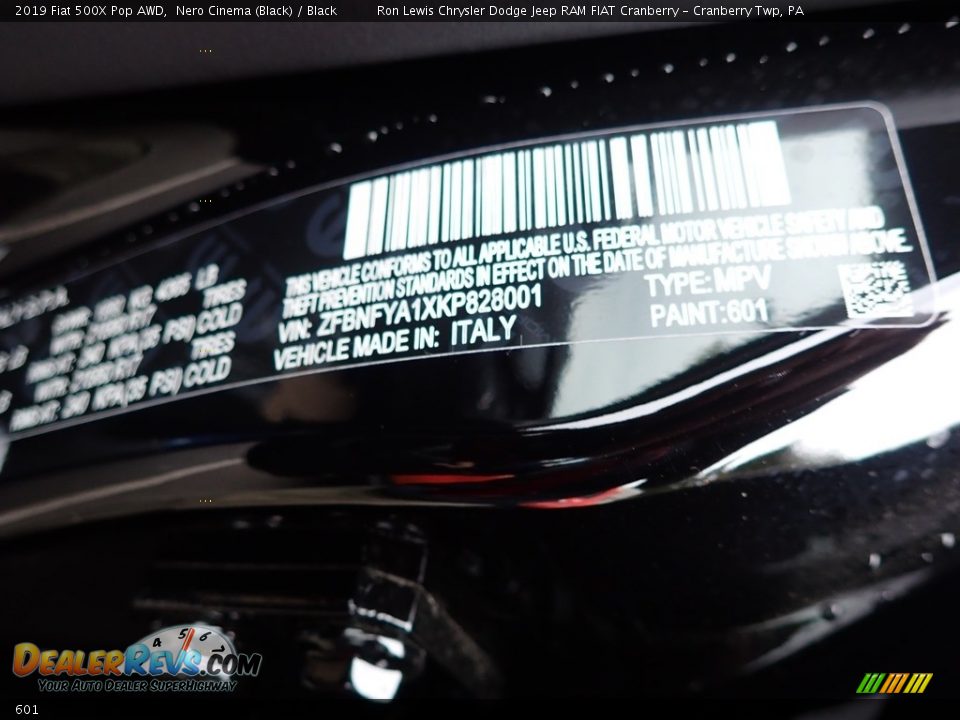 Fiat Color Code 601 Nero Cinema (Black)