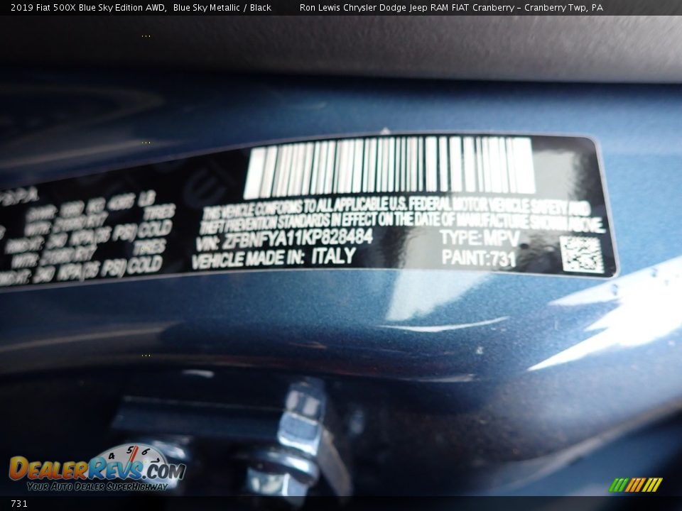 Fiat Color Code 731 Blue Sky Metallic