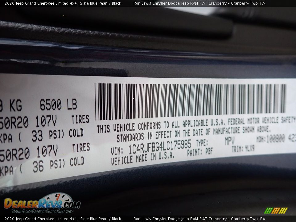 2020 Jeep Grand Cherokee Limited 4x4 Slate Blue Pearl / Black Photo #14