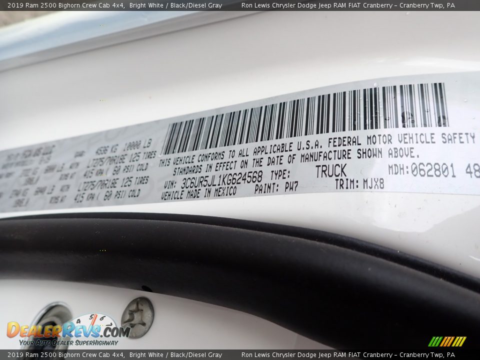 2019 Ram 2500 Bighorn Crew Cab 4x4 Bright White / Black/Diesel Gray Photo #16