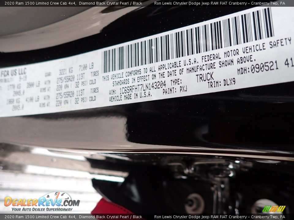 2020 Ram 1500 Limited Crew Cab 4x4 Diamond Black Crystal Pearl / Black Photo #15