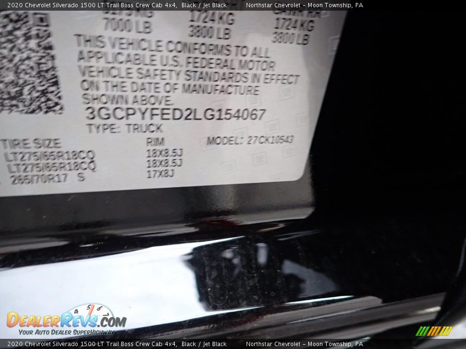 2020 Chevrolet Silverado 1500 LT Trail Boss Crew Cab 4x4 Black / Jet Black Photo #17