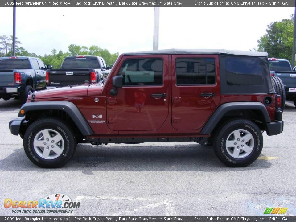 2009 Jeep Wrangler Unlimited X 4x4 Red Rock Crystal Pearl / Dark Slate Gray/Medium Slate Gray Photo #5