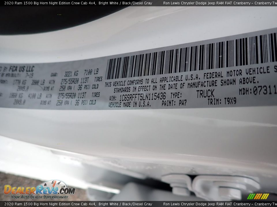 2020 Ram 1500 Big Horn Night Edition Crew Cab 4x4 Bright White / Black/Diesel Gray Photo #15