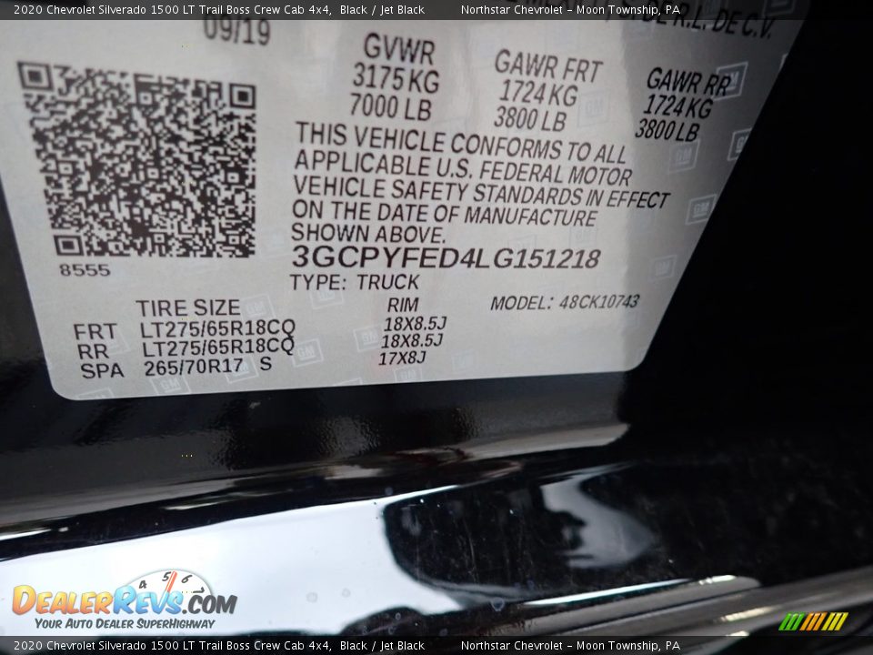 2020 Chevrolet Silverado 1500 LT Trail Boss Crew Cab 4x4 Black / Jet Black Photo #17
