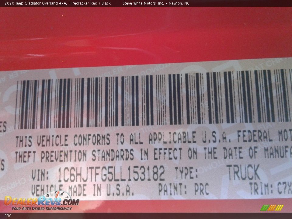 Jeep Color Code PRC Firecracker Red