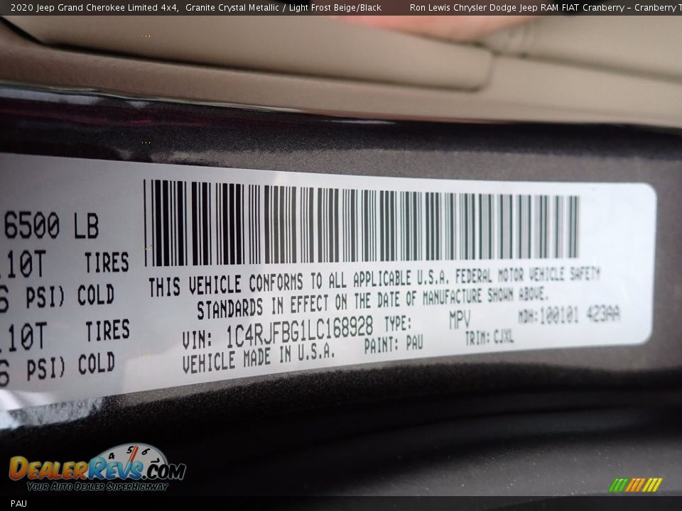 Jeep Color Code PAU Granite Crystal Metallic