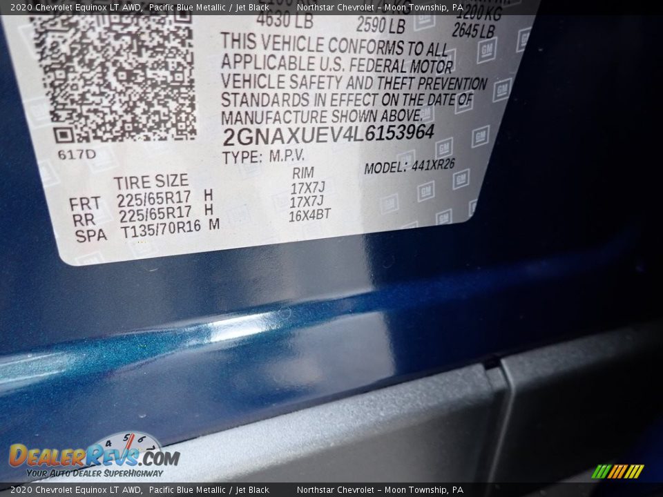 2020 Chevrolet Equinox LT AWD Pacific Blue Metallic / Jet Black Photo #14