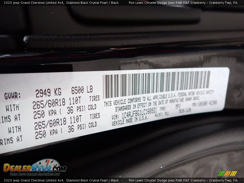 2020 Jeep Grand Cherokee Limited 4x4 Diamond Black Crystal Pearl / Black Photo #16