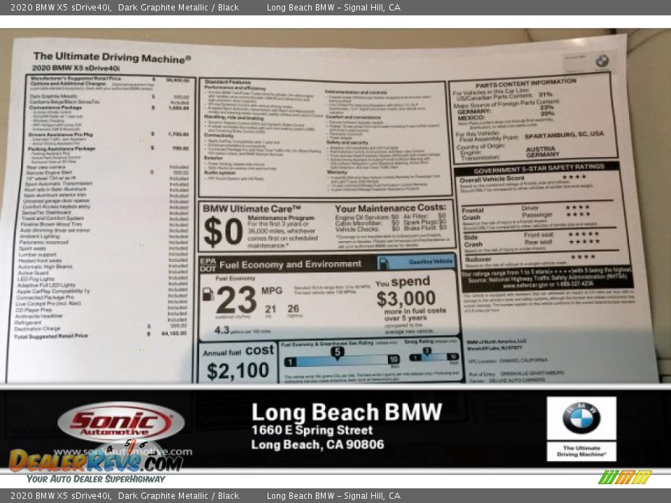 2020 BMW X5 sDrive40i Dark Graphite Metallic / Black Photo #10