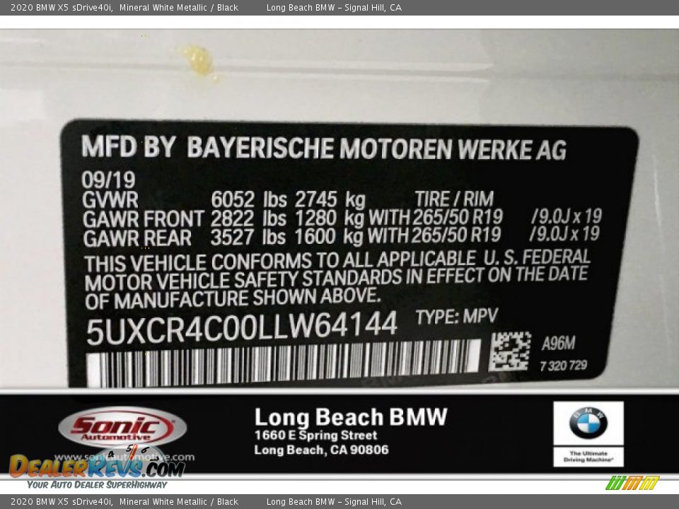 2020 BMW X5 sDrive40i Mineral White Metallic / Black Photo #11