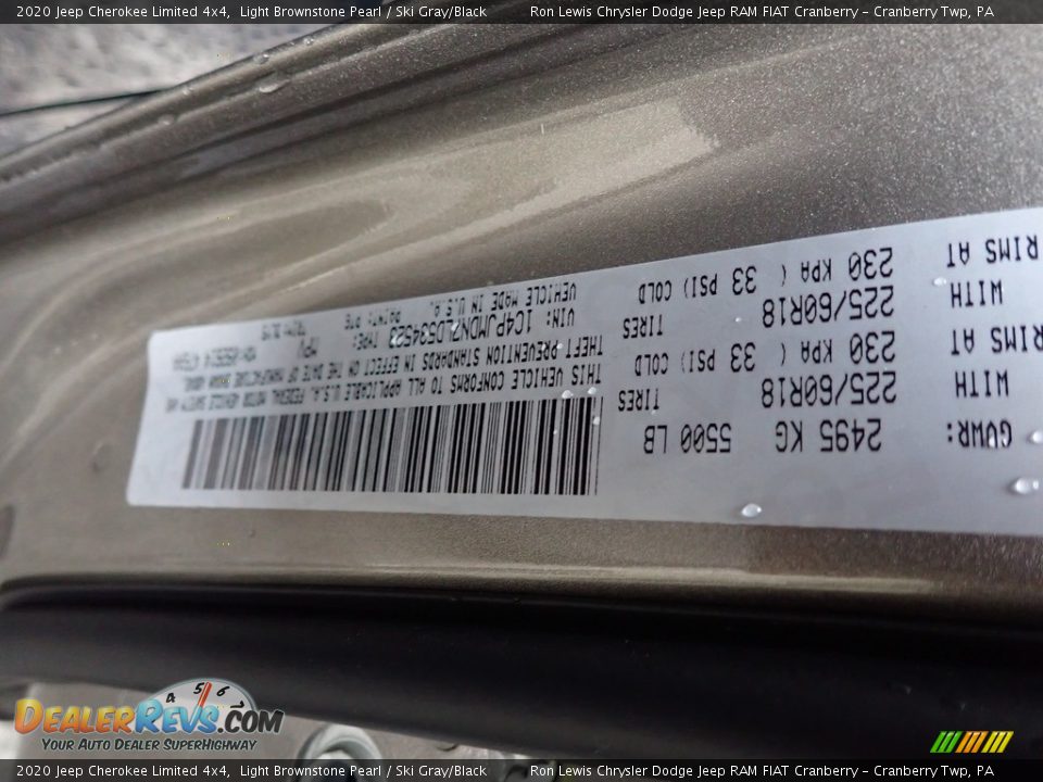 2020 Jeep Cherokee Limited 4x4 Light Brownstone Pearl / Ski Gray/Black Photo #11